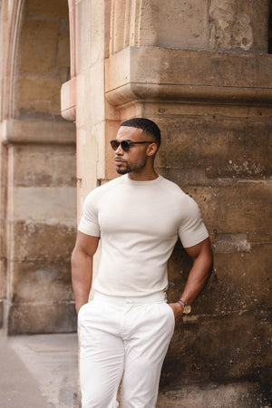 Fine Gauge Knitted T-Shirt in Linen - TAILORED ATHLETE - USA