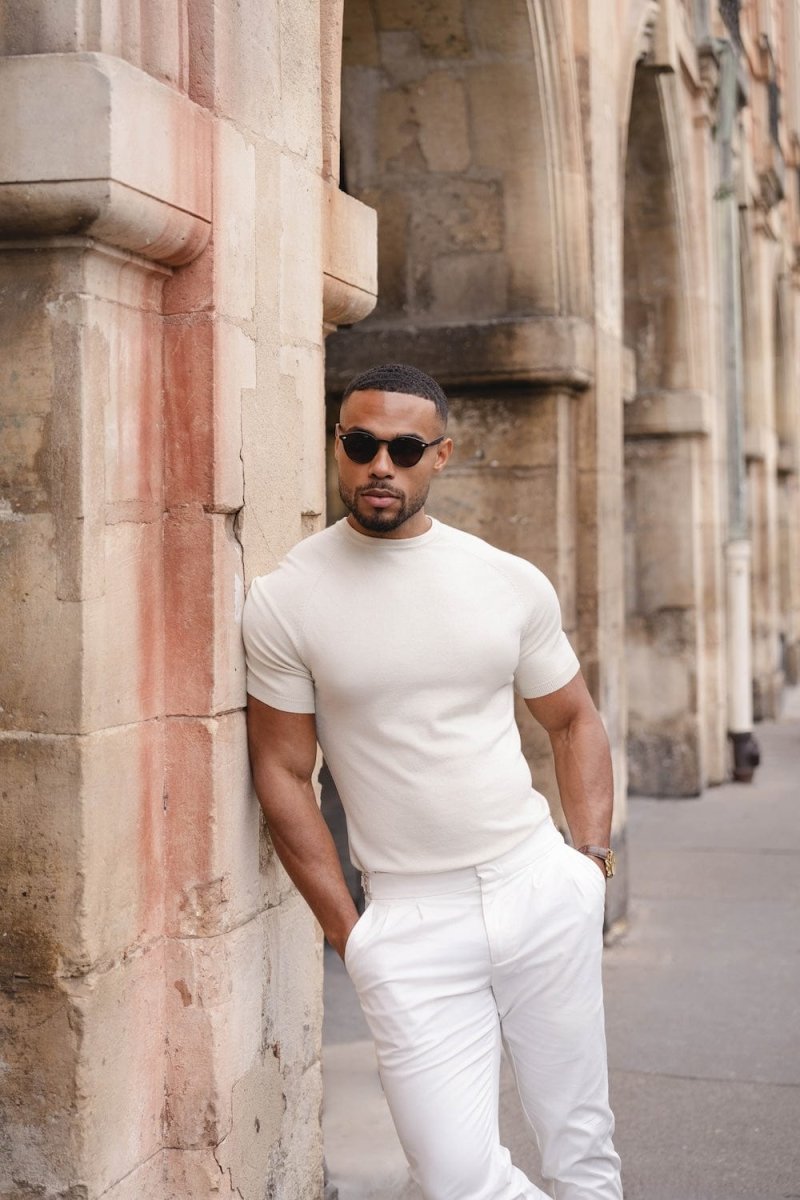 Fine Gauge Knitted T-Shirt in Linen - TAILORED ATHLETE - USA