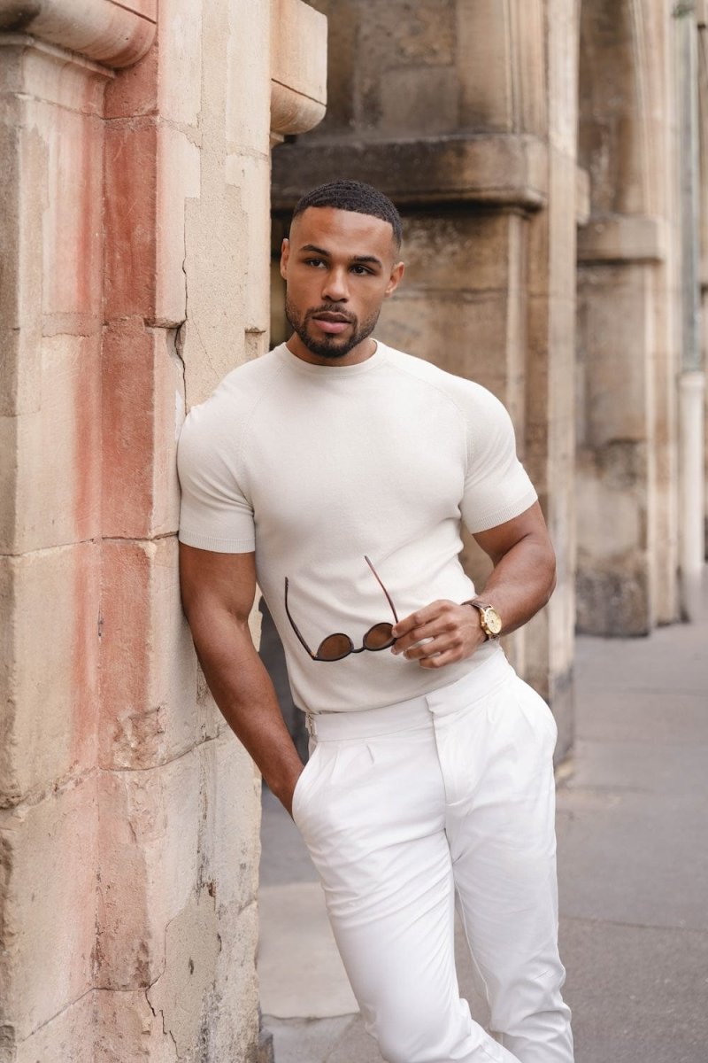 Fine Gauge Knitted T-Shirt in Linen - TAILORED ATHLETE - USA