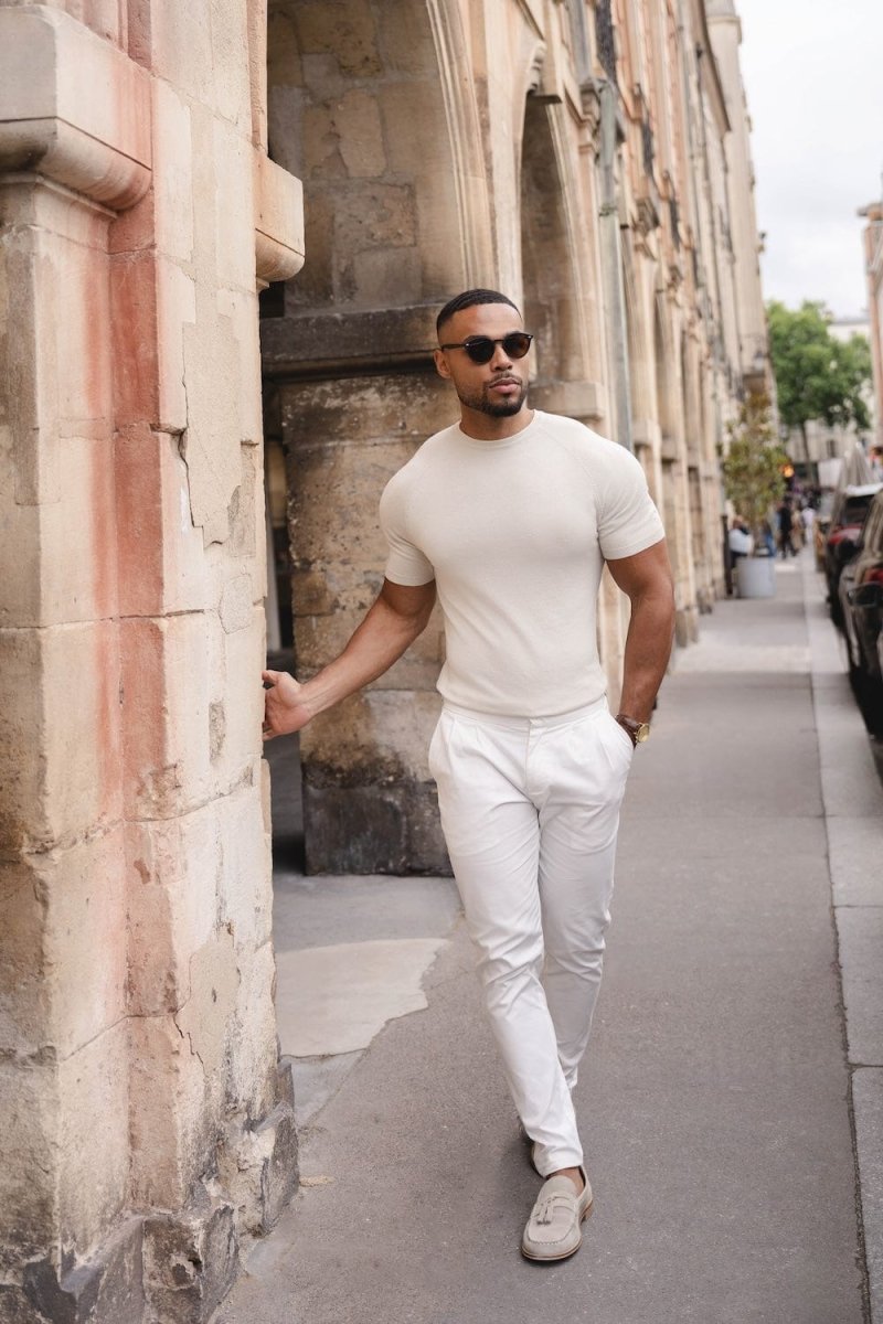 Fine Gauge Knitted T-Shirt in Linen - TAILORED ATHLETE - USA