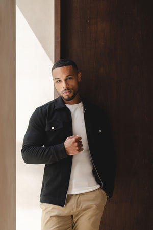 Interlock Zip Through Shacket in Black - TAILORED ATHLETE - USA