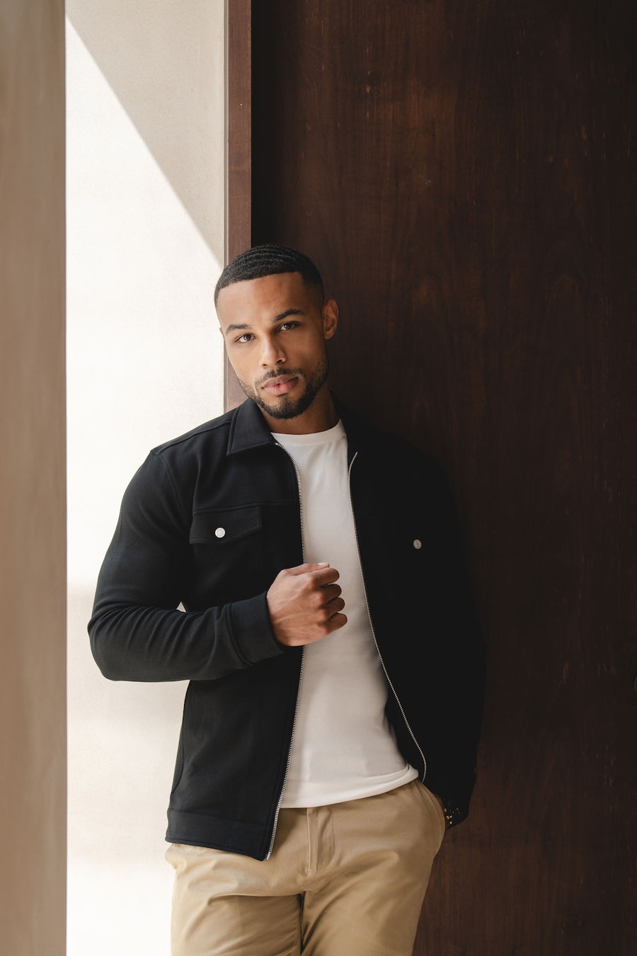 Interlock Zip Through Shacket in Black - TAILORED ATHLETE - USA