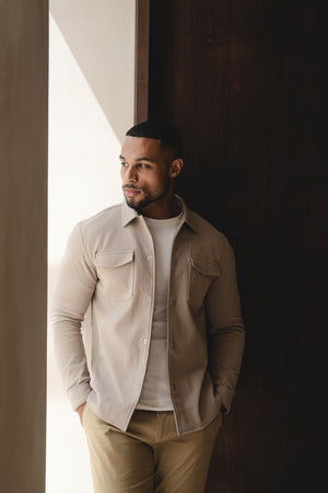 Soft Brushed Overshirt in Stone - TAILORED ATHLETE - USA
