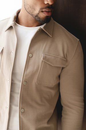 Soft Brushed Overshirt in Stone - TAILORED ATHLETE - USA