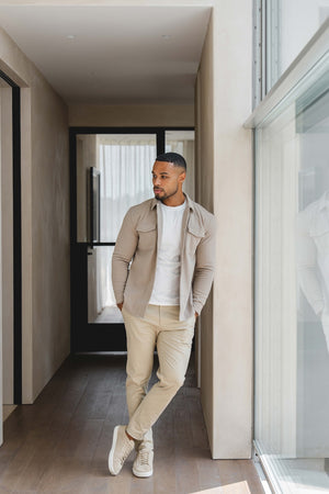 Soft Brushed Overshirt in Stone - TAILORED ATHLETE - USA