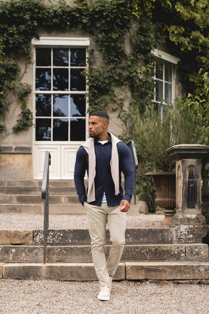 Textured Jersey Shirt in Navy - TAILORED ATHLETE - USA