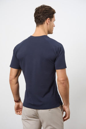 Textured Jersey T-Shirt in Navy - TAILORED ATHLETE - USA