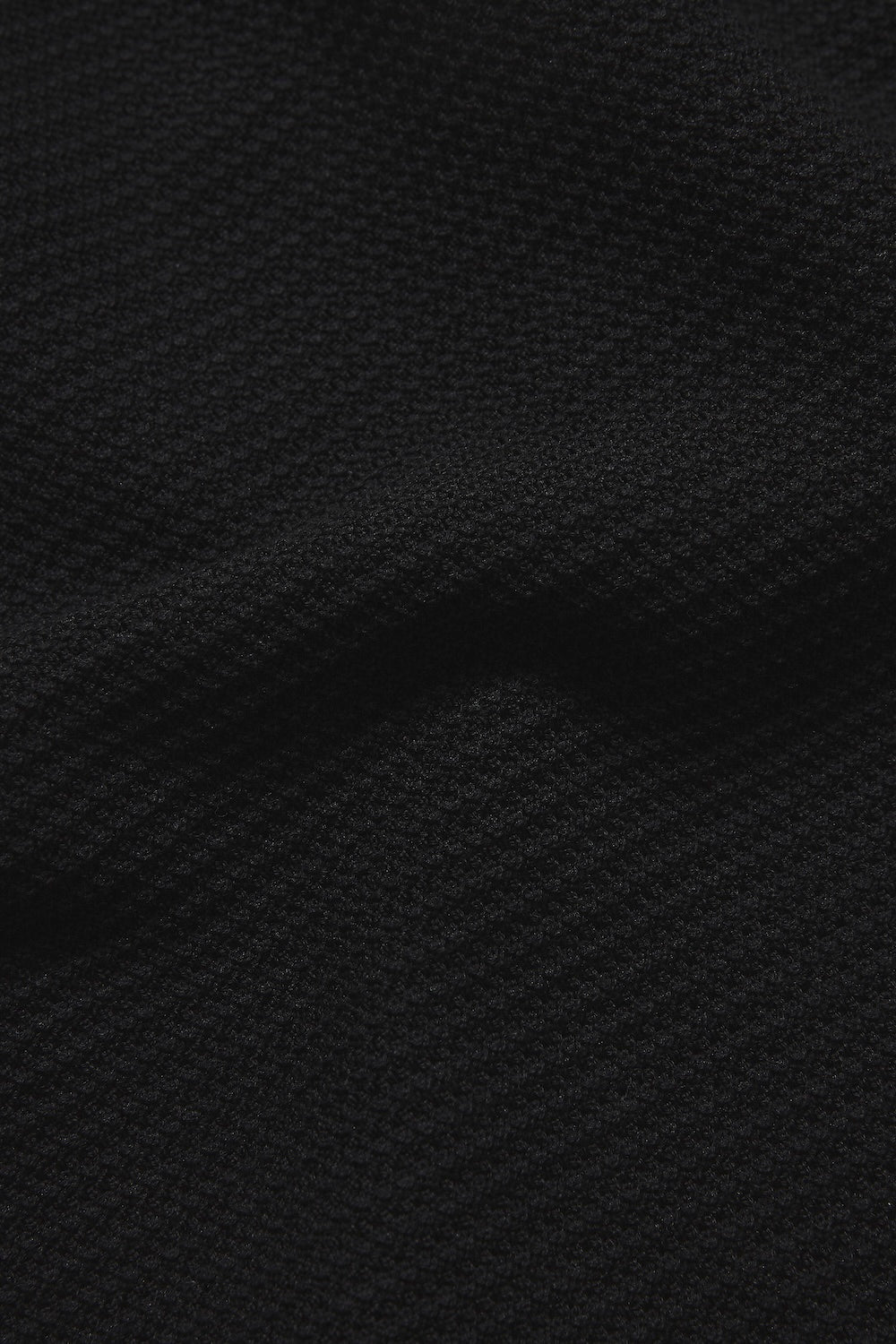 Textured Knitted Open Collar Polo Shirt in Black - TAILORED ATHLETE - USA