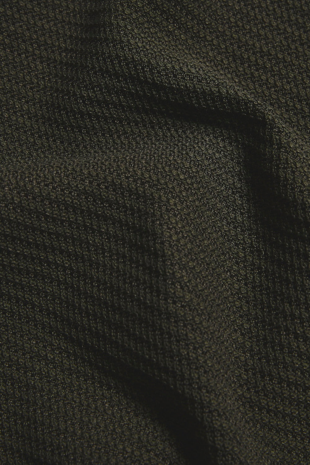 Textured Knitted Open Collar Polo Shirt in Dark Olive - TAILORED ATHLETE - USA