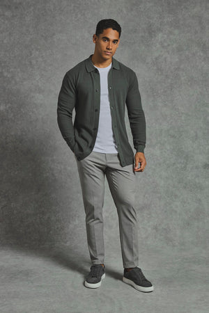 Textured Knitted Shirt in Khaki - TAILORED ATHLETE - USA