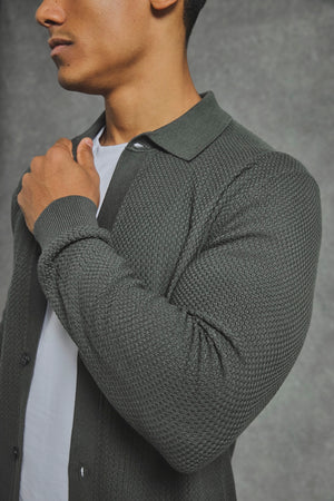 Textured Knitted Shirt in Khaki - TAILORED ATHLETE - USA