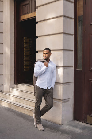 Textured Jersey Shirt in White - TAILORED ATHLETE - USA