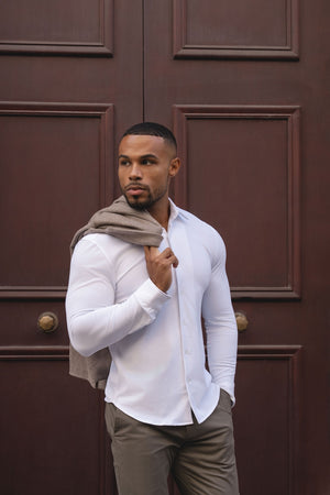 Textured Jersey Shirt in White - TAILORED ATHLETE - USA