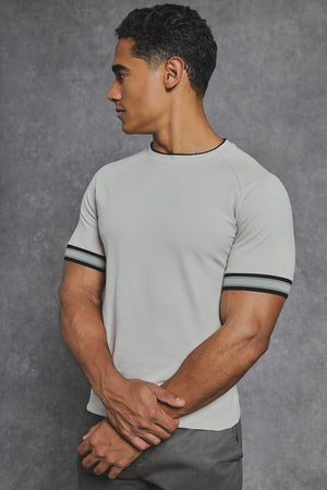 Tipped Fashion T-Shirt in Stone and Mushroom Tipping - TAILORED ATHLETE - USA