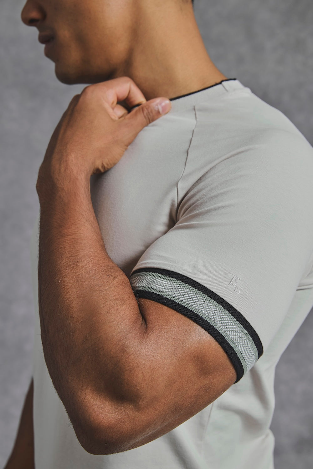 Tipped Fashion T-Shirt in Stone and Mushroom Tipping - TAILORED ATHLETE - USA