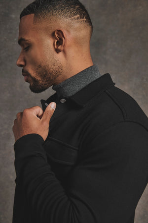 Twill Jersey Shacket in Black - TAILORED ATHLETE - USA