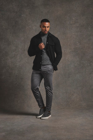 Twill Jersey Shacket in Black - TAILORED ATHLETE - USA