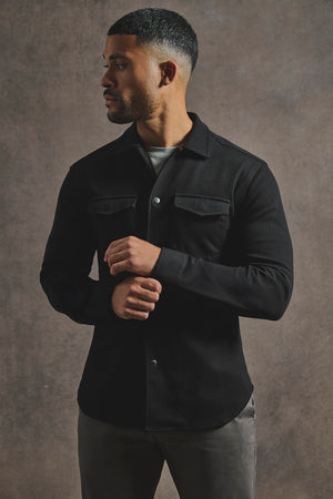 Twill Jersey Overshirt in Black - TAILORED ATHLETE - USA