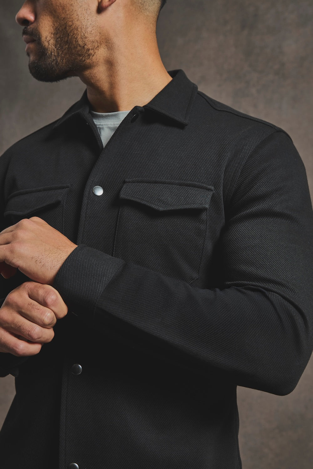 Twill Jersey Overshirt in Black - TAILORED ATHLETE - USA