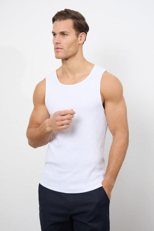 Ribbed Tank Top in White - TAILORED ATHLETE - USA