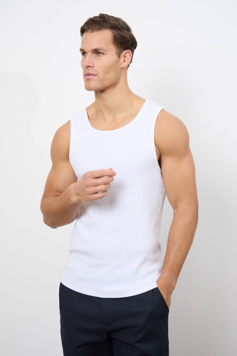 Ribbed Tank Top in White - TAILORED ATHLETE - USA