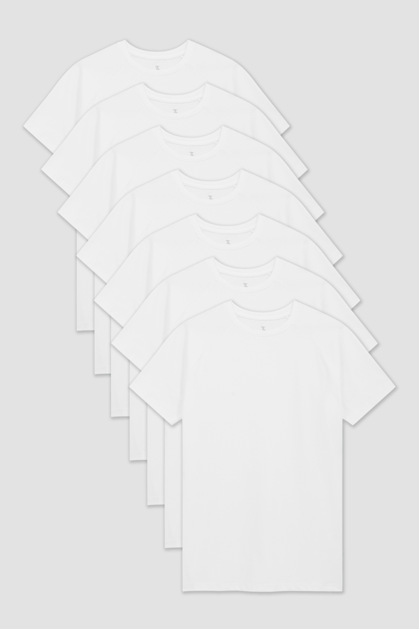 7 Pack Athletic Fit Crew Neck T-Shirt in White