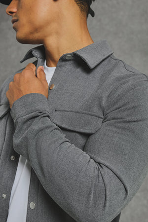 Woven Popper Overshirt in Grey Marl - TAILORED ATHLETE - USA