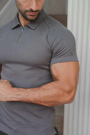 Zip Neck Polo Shirt in Graphite - TAILORED ATHLETE - USA