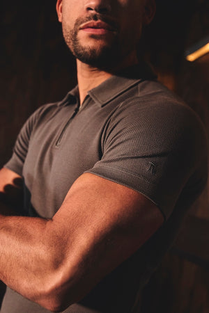 Zip Neck Polo Shirt in Graphite - TAILORED ATHLETE - USA