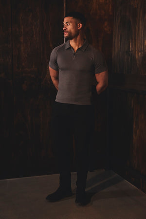 Zip Neck Polo Shirt in Graphite - TAILORED ATHLETE - USA