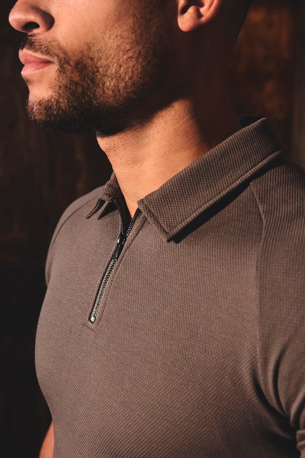 Zip Neck Polo Shirt in Graphite - TAILORED ATHLETE - USA