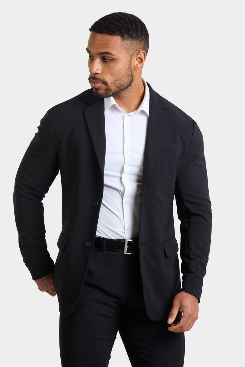 True Athletic Fit Tech Suit Jacket in Black - TAILORED ATHLETE - USA