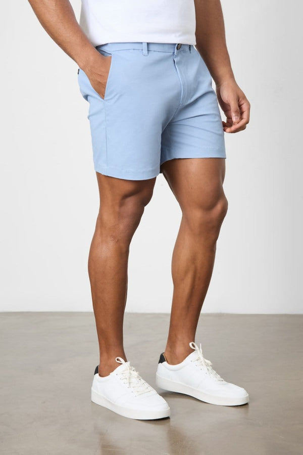 Athletic Fit Chino Shorts 5" in Light Blue