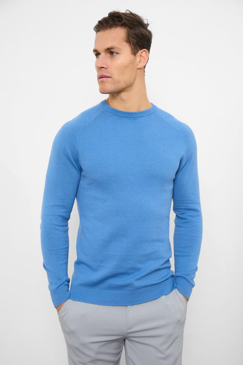 Cotton Crew Neck in Ocean Blue - TAILORED ATHLETE - USA