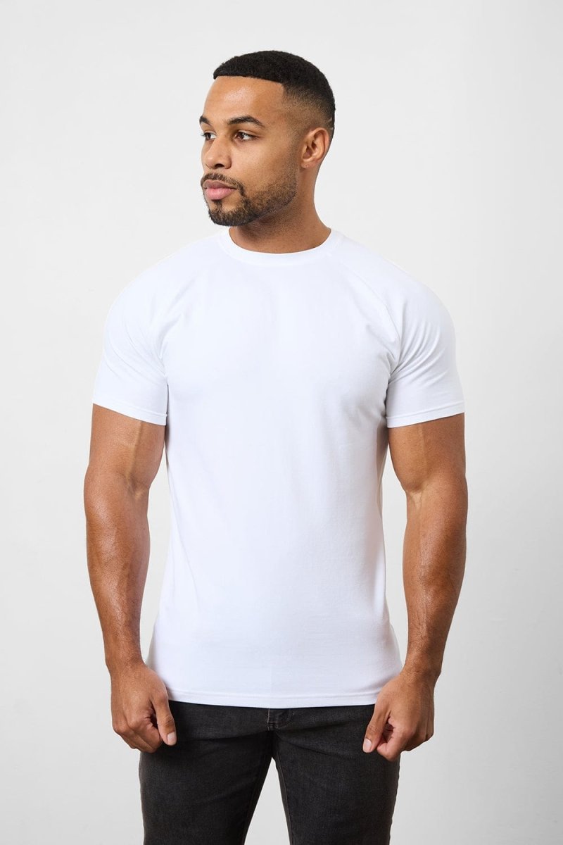 7 Pack Athletic Fit Crew Neck T-Shirt in White - TAILORED ATHLETE - USA