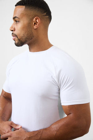 7 Pack Athletic Fit Crew Neck T-Shirt in White - TAILORED ATHLETE - USA