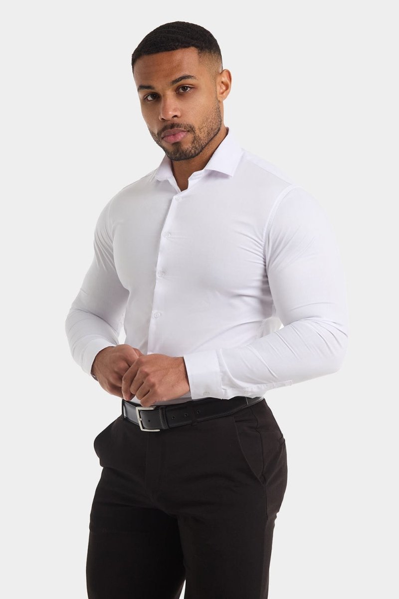 Athletic Fit Cutaway Collar Shirt in White - TAILORED ATHLETE - USA