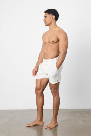 Printed Swim Short in Stone Faded Palm - TAILORED ATHLETE - USA