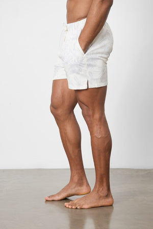 Printed Swim Short in Stone Faded Palm - TAILORED ATHLETE - USA