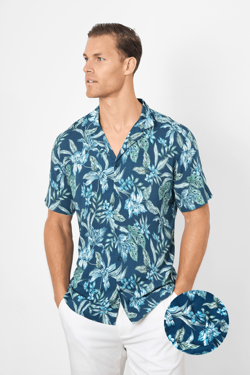 Printed Shirt in Multi Color Tropical Floral - TAILORED ATHLETE - USA
