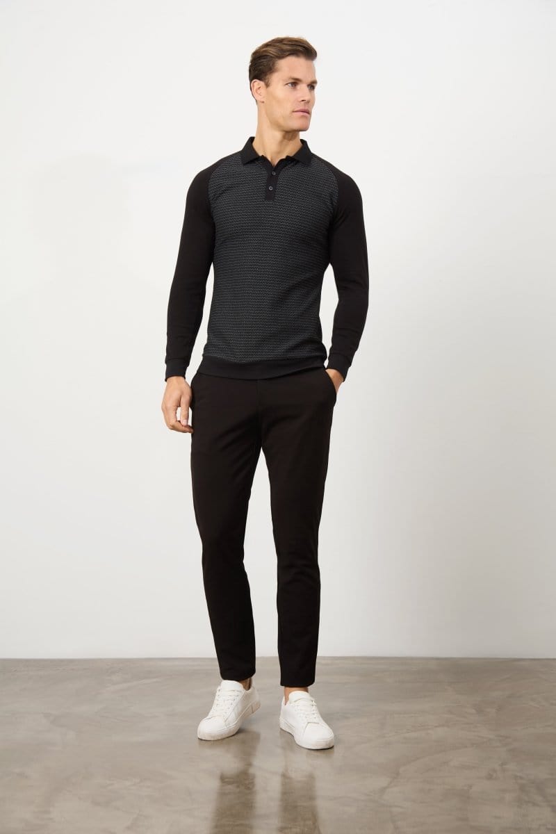 Geo Polo Shirt in Black - TAILORED ATHLETE - USA