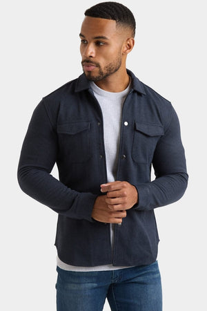 Herringbone Jersey Overshirt in Dark Steel - TAILORED ATHLETE - USA