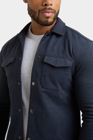 Herringbone Jersey Overshirt in Dark Steel - TAILORED ATHLETE - USA