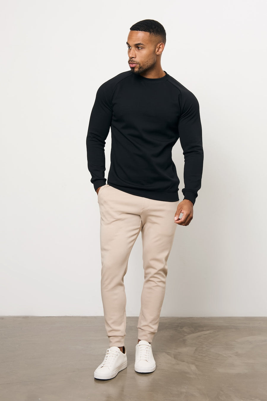 Interlock Crew Neck Sweat in Black - TAILORED ATHLETE - USA