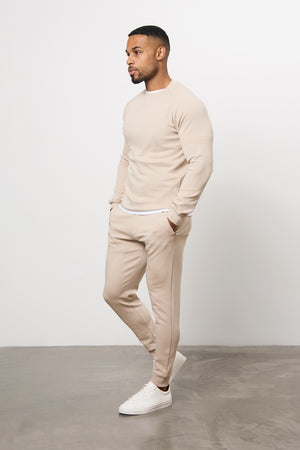 Interlock Crew Neck Sweat in Stone - TAILORED ATHLETE - USA