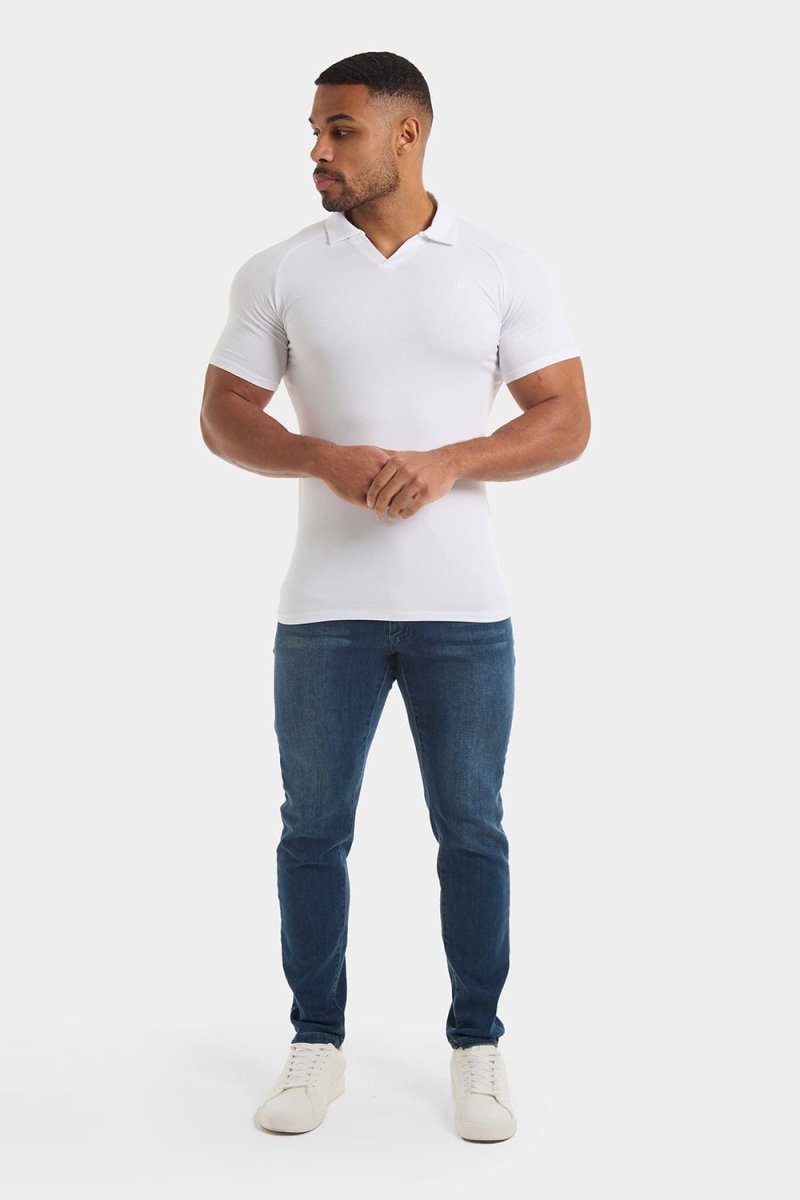 Jersey Buttonless Polo Shirt in White - TAILORED ATHLETE - USA