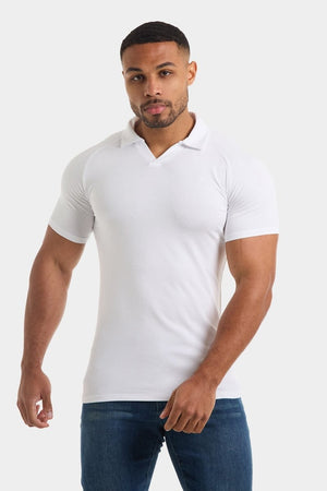 Jersey Buttonless Polo Shirt in White - TAILORED ATHLETE - USA