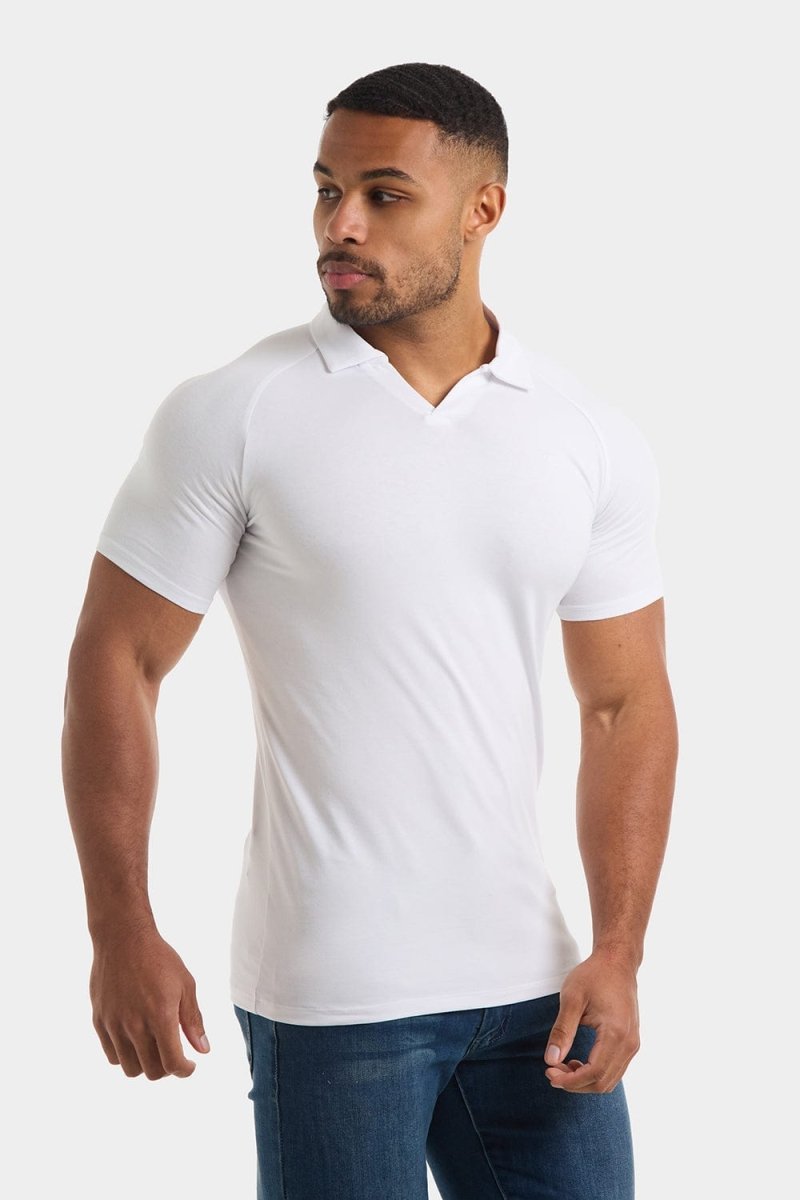 Jersey Buttonless Polo Shirt in White - TAILORED ATHLETE - USA