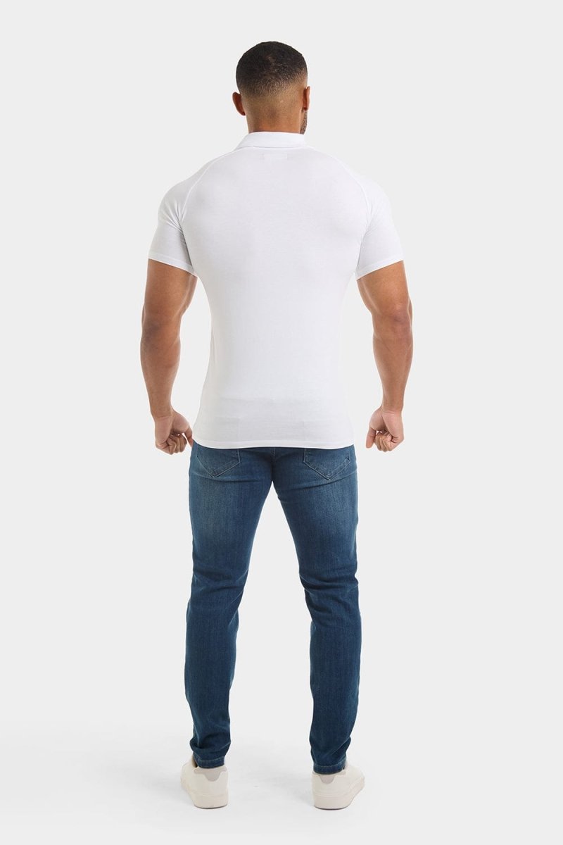 Jersey Buttonless Polo Shirt in White - TAILORED ATHLETE - USA