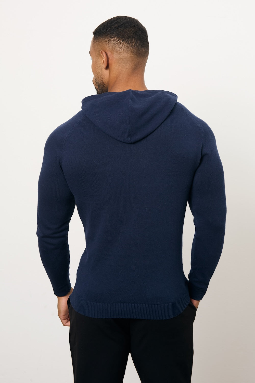 Pure Cotton Knitted Hoodie in Navy - TAILORED ATHLETE - USA
